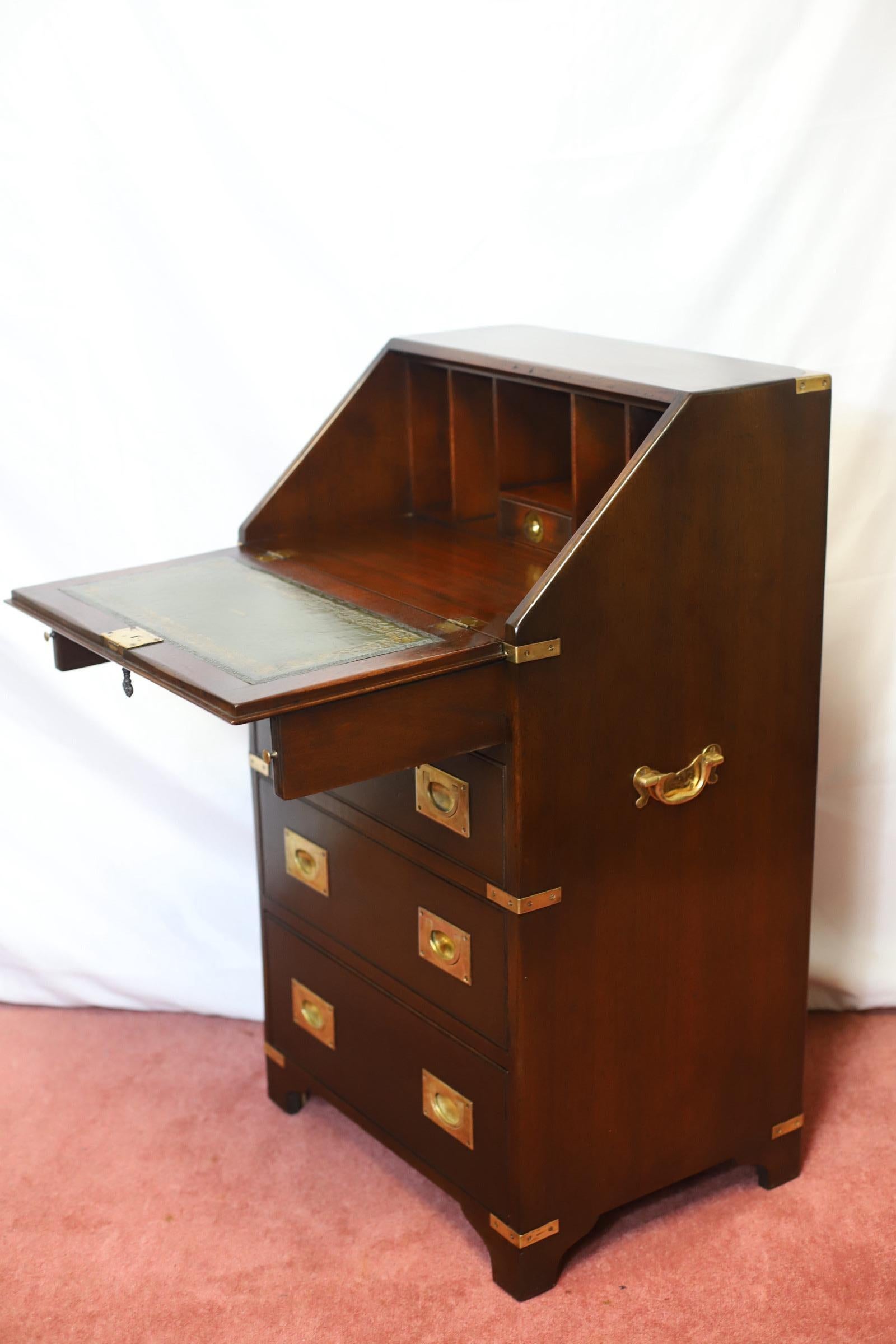 20th Century Reprodux Bevan Funnell Lovely Campaign Style Bureau For Sale