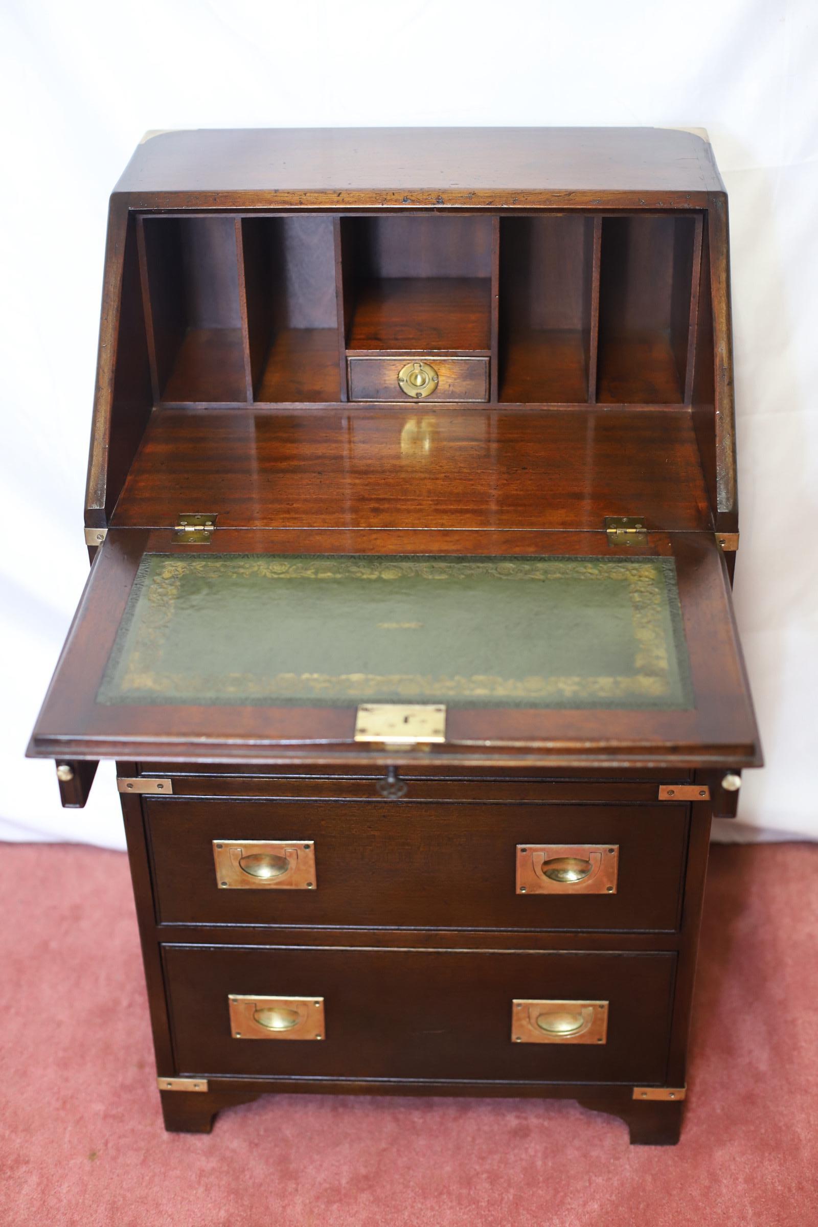 Brass Reprodux Bevan Funnell Lovely Campaign Style Bureau For Sale