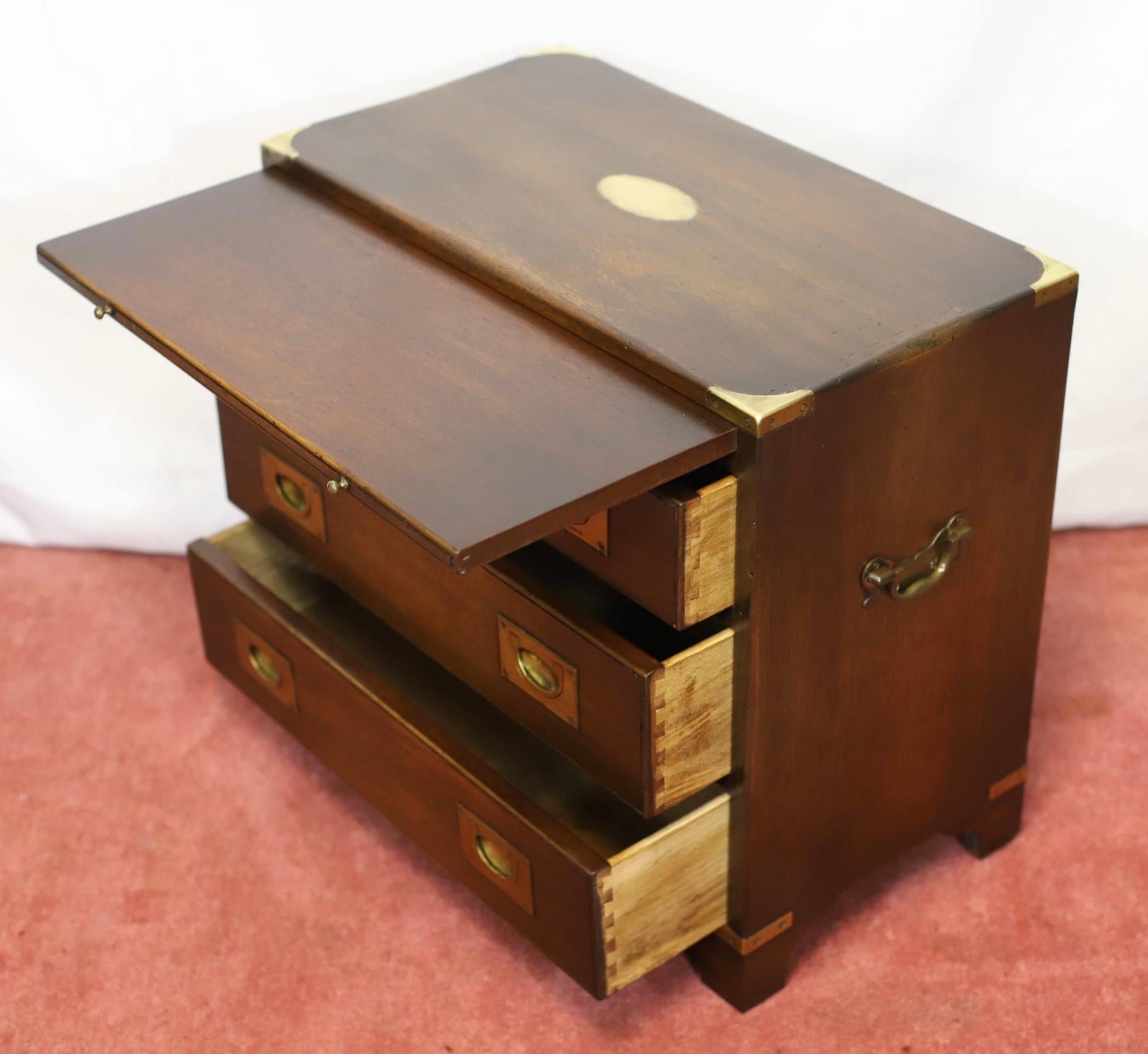 Reprodux Bevan Funnell Lovely Campaign Style Chest Of Drawers For Sale 3