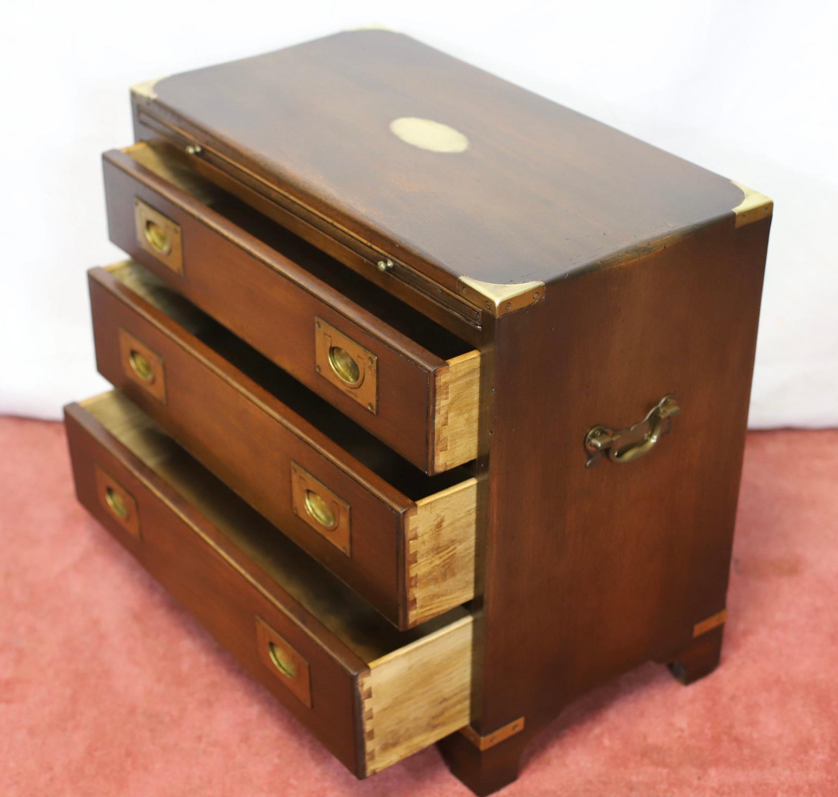 Reprodux Bevan Funnell Lovely Campaign Style Chest Of Drawers For Sale 4