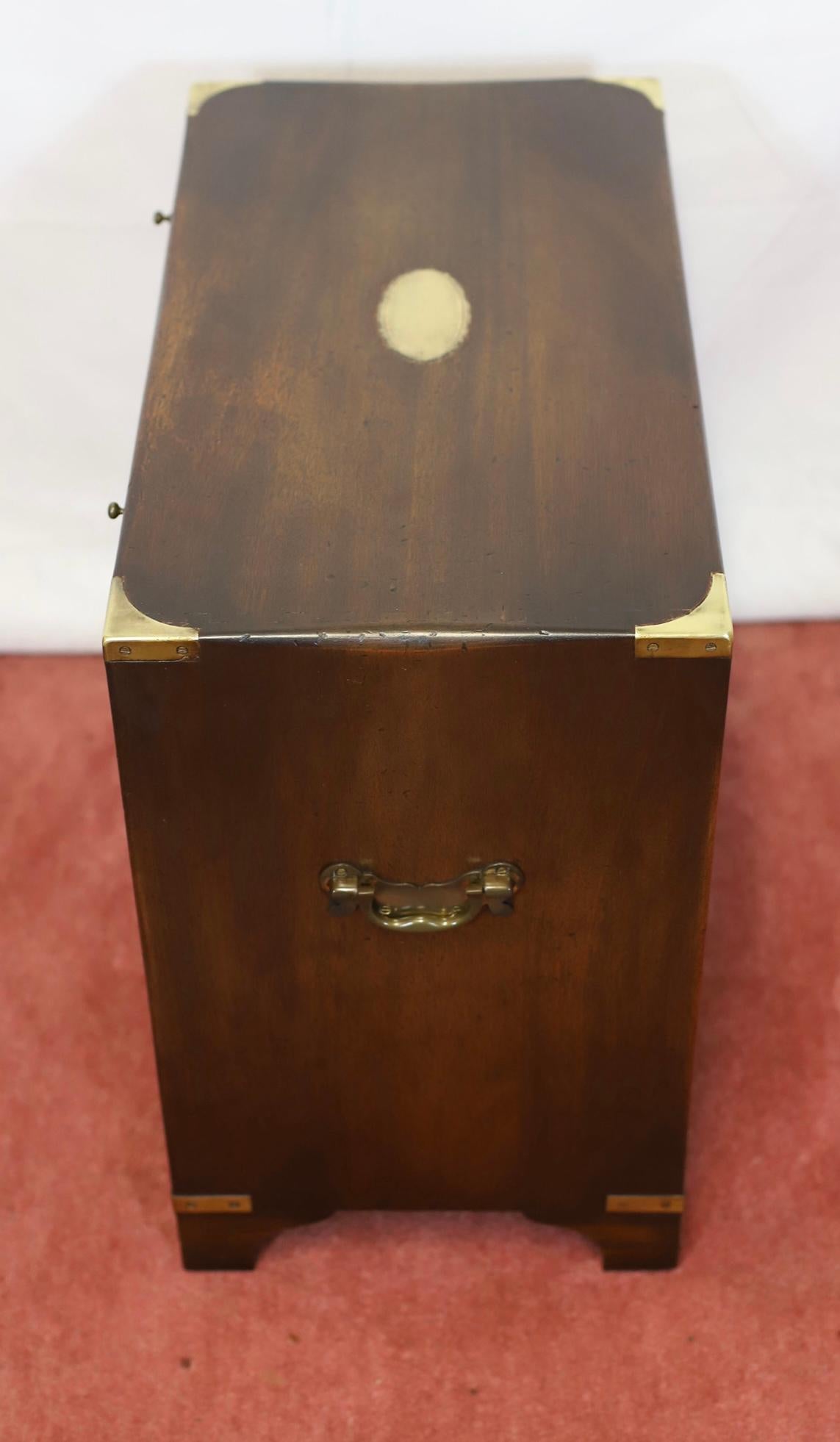 Reprodux Bevan Funnell Lovely Campaign Style Chest Of Drawers For Sale 5