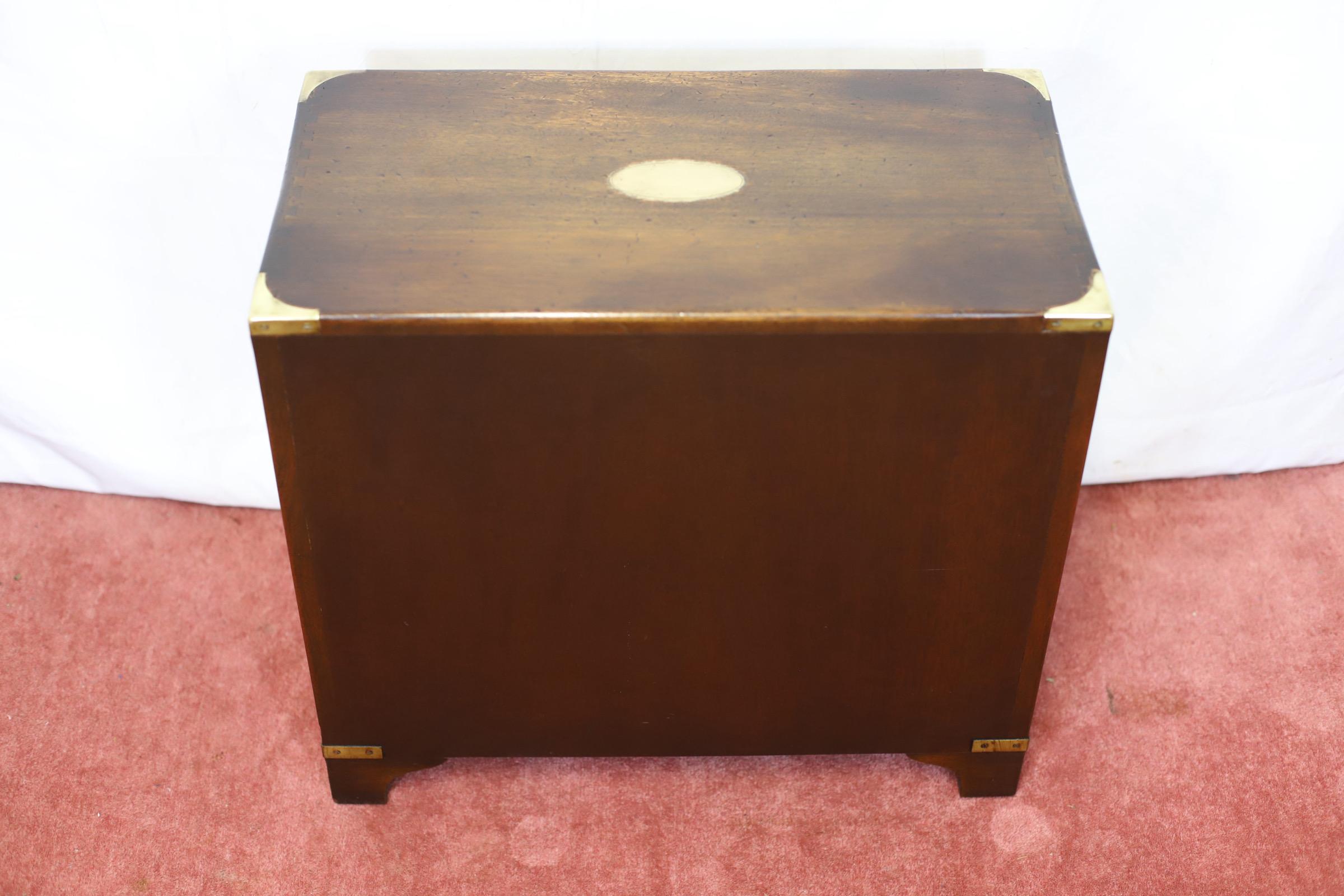 Reprodux Bevan Funnell Lovely Campaign Style Chest Of Drawers For Sale 6