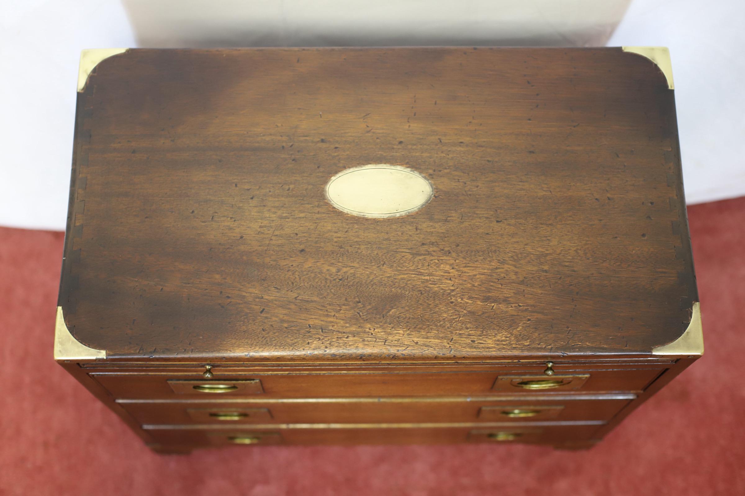 Reprodux Bevan Funnell Lovely Campaign Style Chest Of Drawers For Sale 9