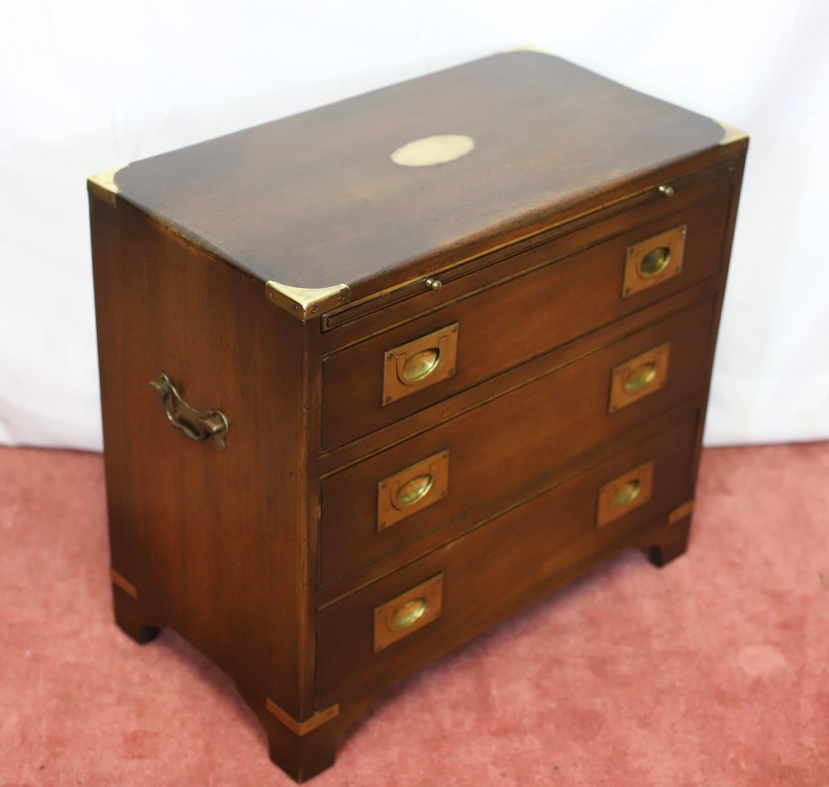 20th Century Reprodux Bevan Funnell Lovely Campaign Style Chest Of Drawers For Sale