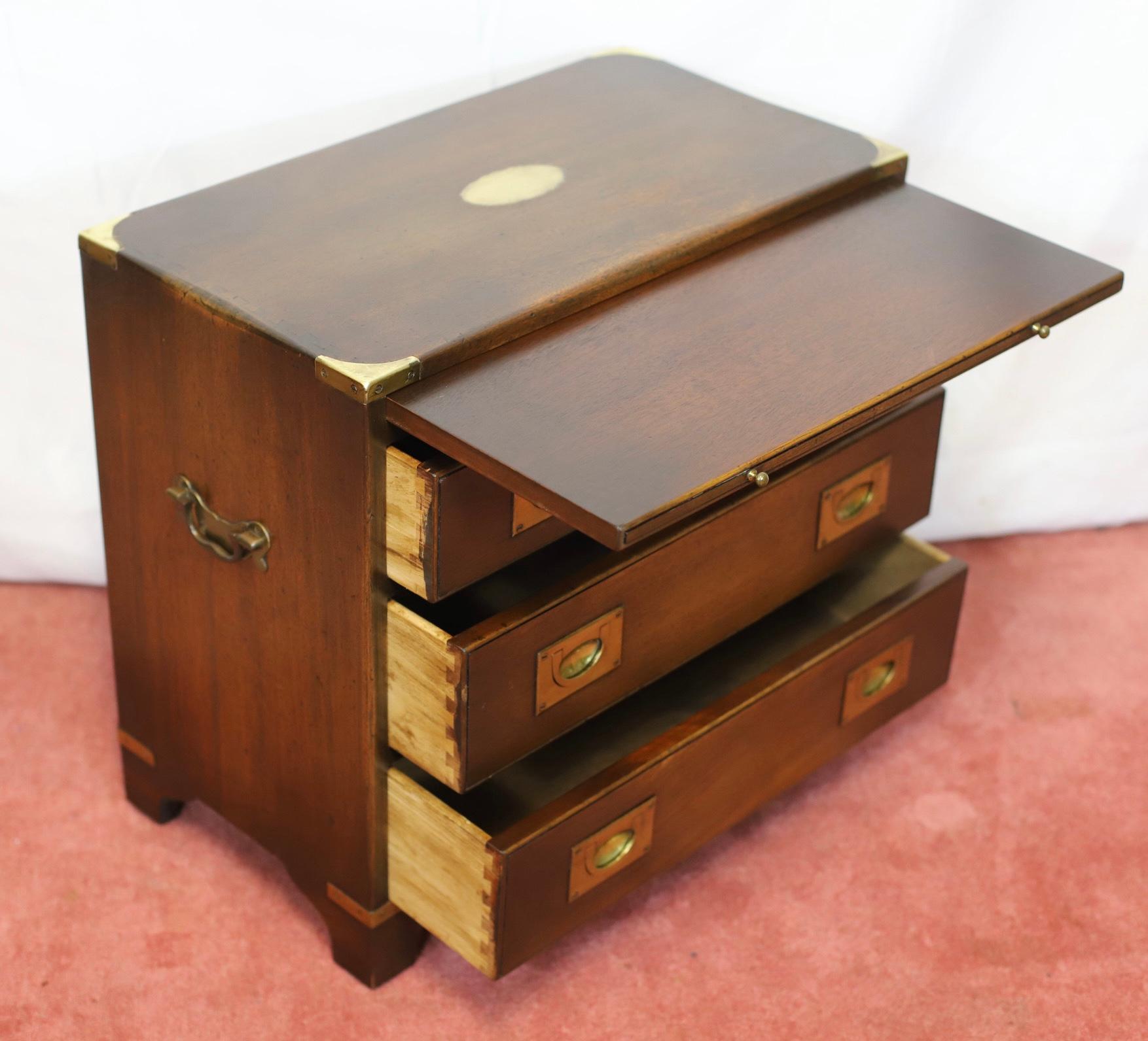 Reprodux Bevan Funnell Lovely Campaign Style Chest Of Drawers For Sale 1