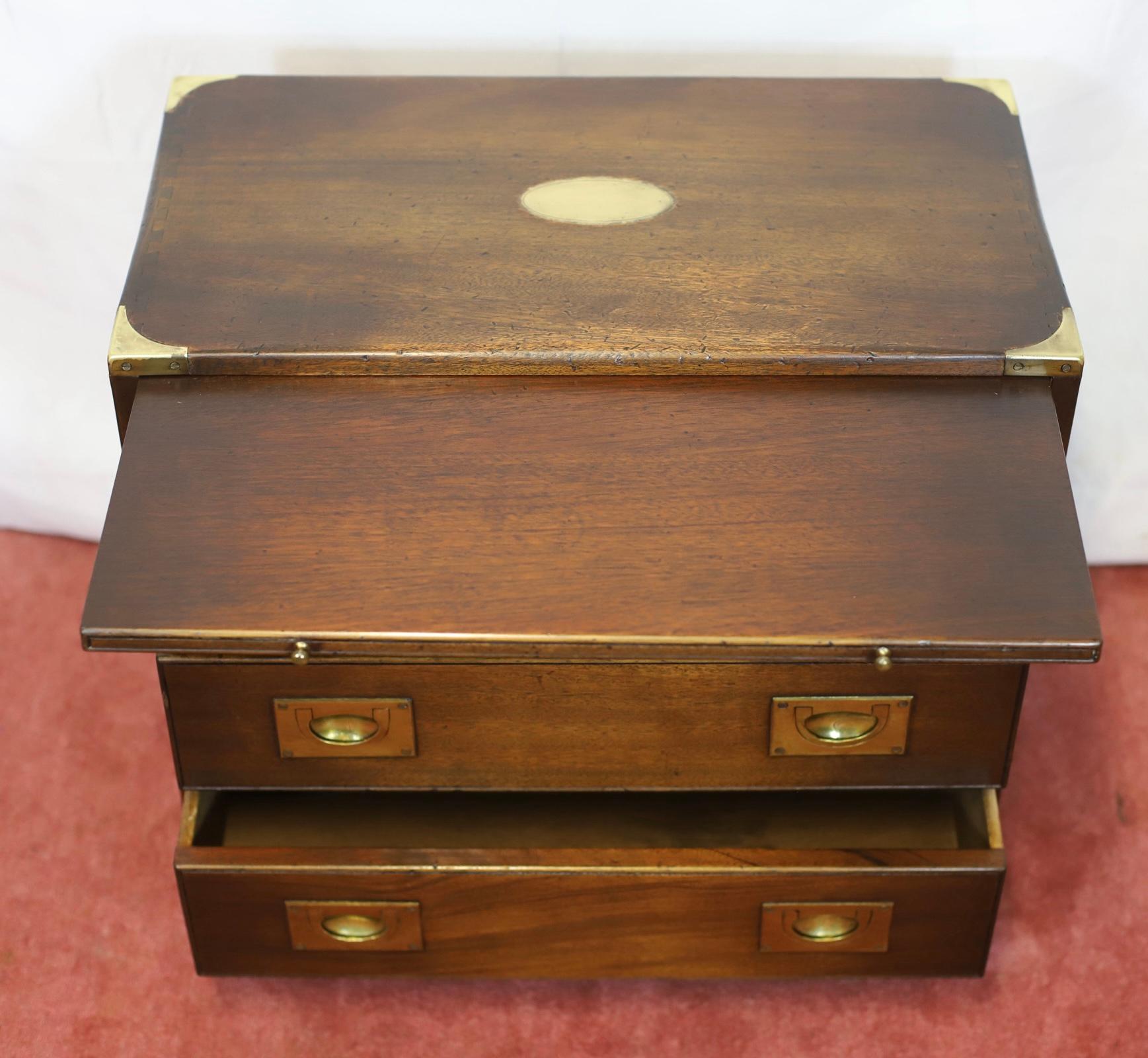 Reprodux Bevan Funnell Lovely Campaign Style Chest Of Drawers For Sale 2