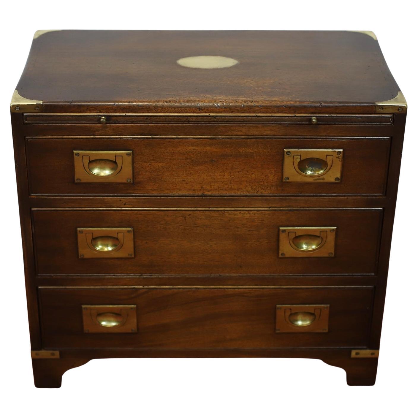 Reprodux Bevan Funnell Lovely Campaign Style Chest Of Drawers For Sale