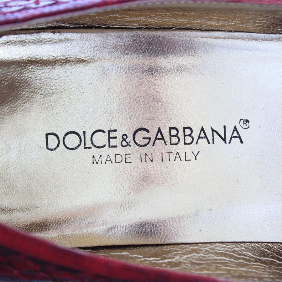 Red Dolce & Gabbana Reptile open toe size 39 For Sale