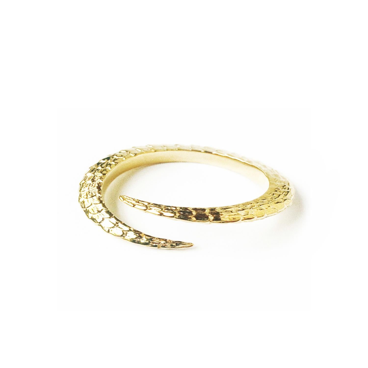 Modern Reptilian Single Claw Bangle / 14k Yellow Gold Plated For Sale
