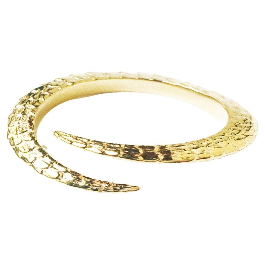 Reptilian Single Claw Bangle / 14k Yellow Gold Plated For Sale
