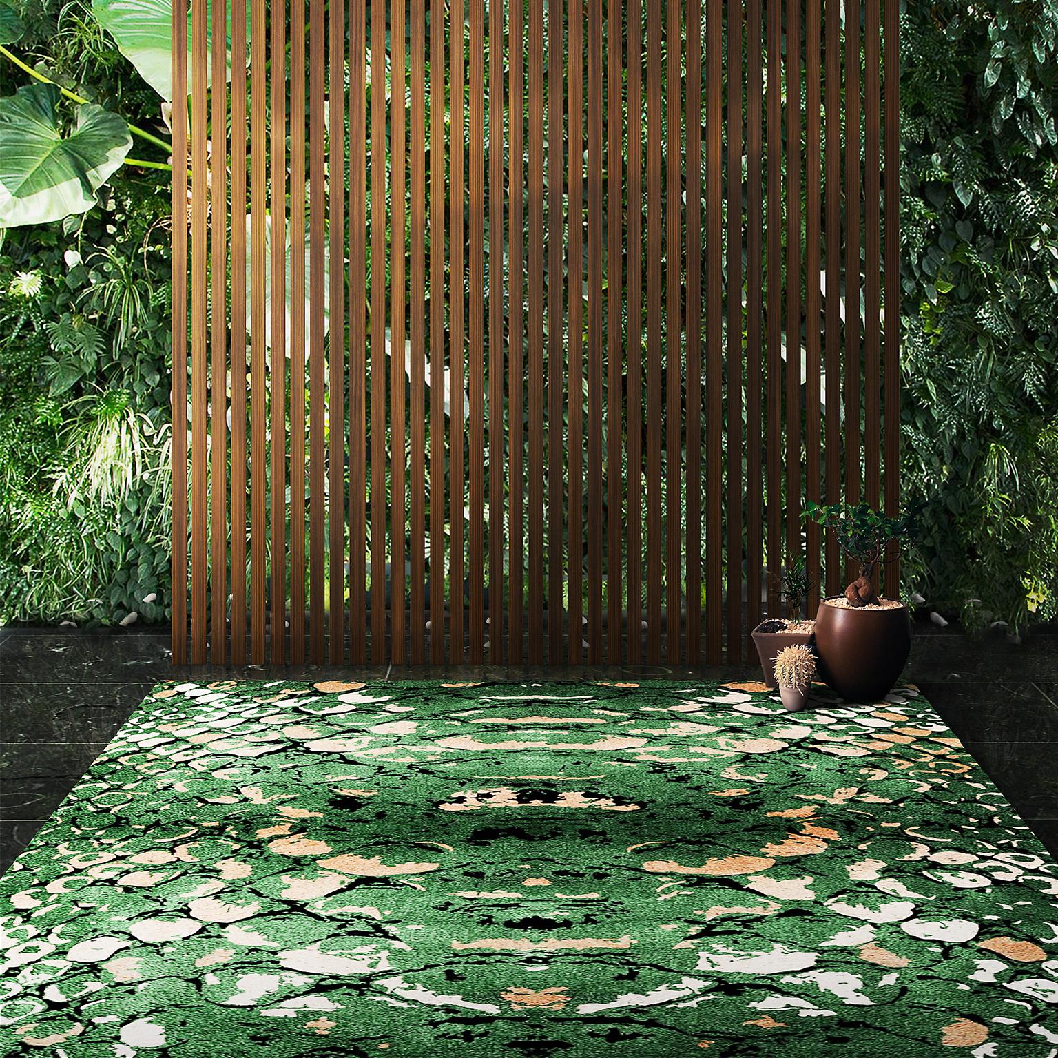 Teppich aus handgetufteter Wolle und botanischer Seide von Rug'Society mit Reptilmuster (21. Jahrhundert und zeitgenössisch) im Angebot