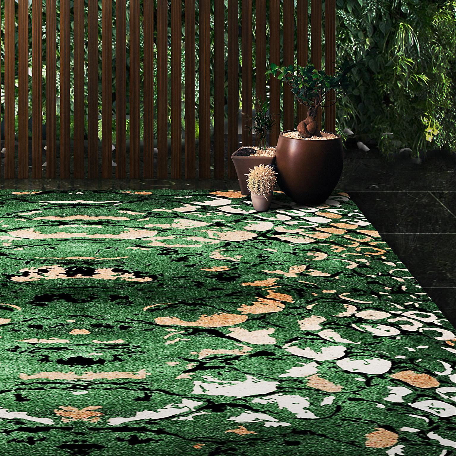 Teppich aus handgetufteter Wolle und botanischer Seide von Rug'Society mit Reptilmuster im Angebot 1