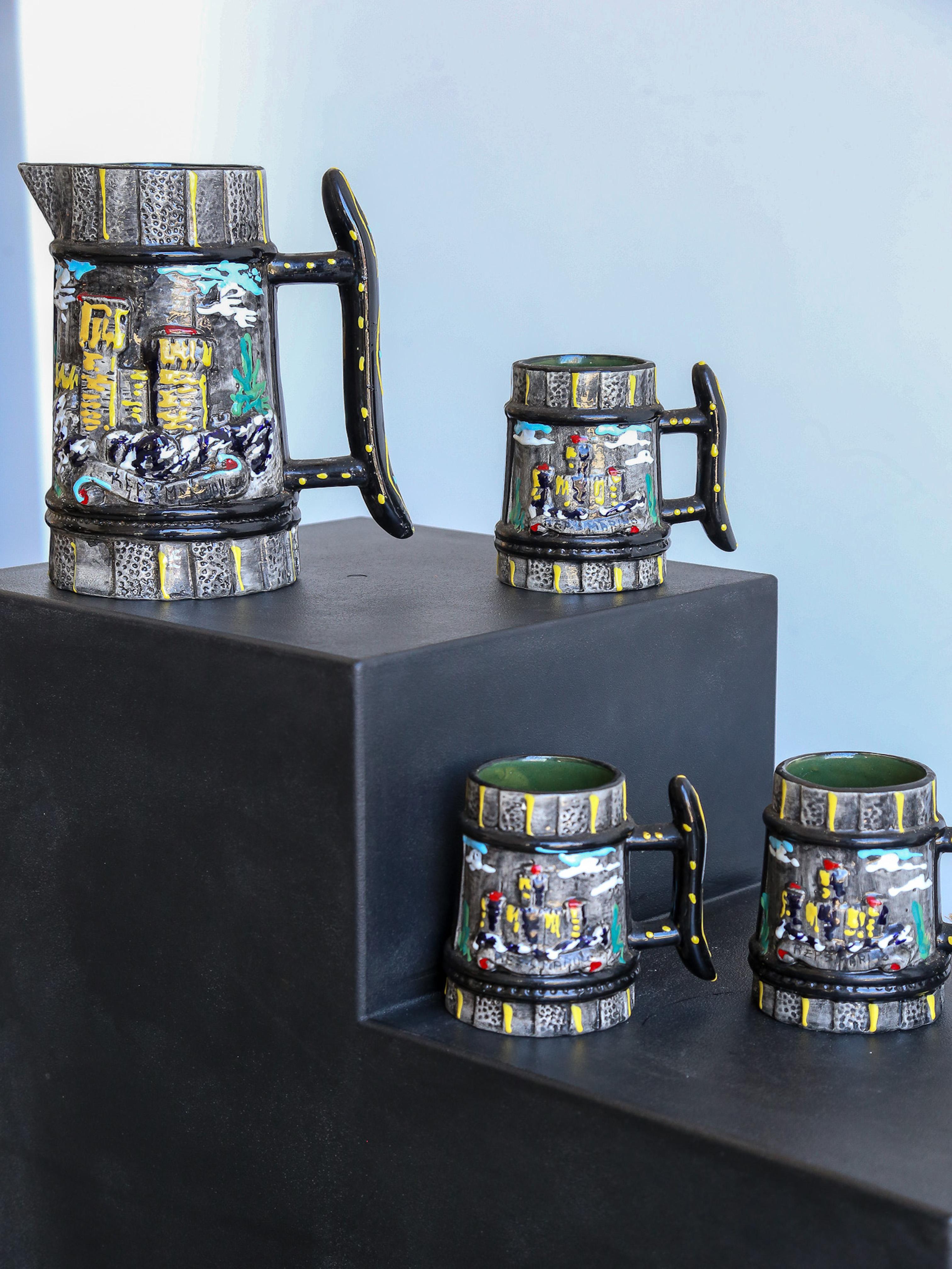 Mid-Century Modern Repubblica Di San Marino Water Jug Set of Seven For Sale