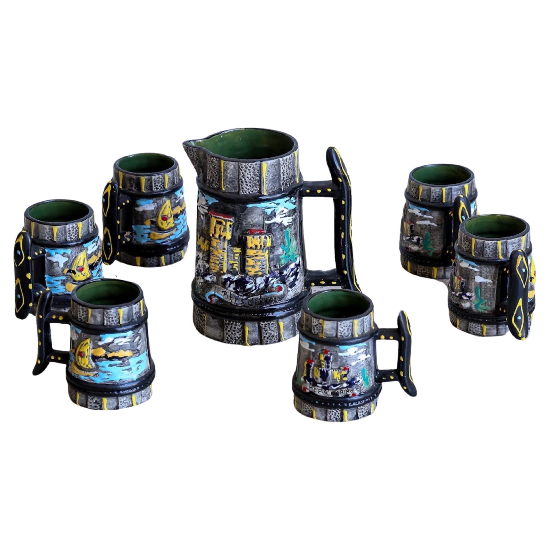 Repubblica Di San Marino Water Jug Set of Seven For Sale