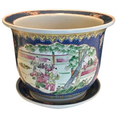 Republic Chinese Famille Verte Cachepot and Underplate