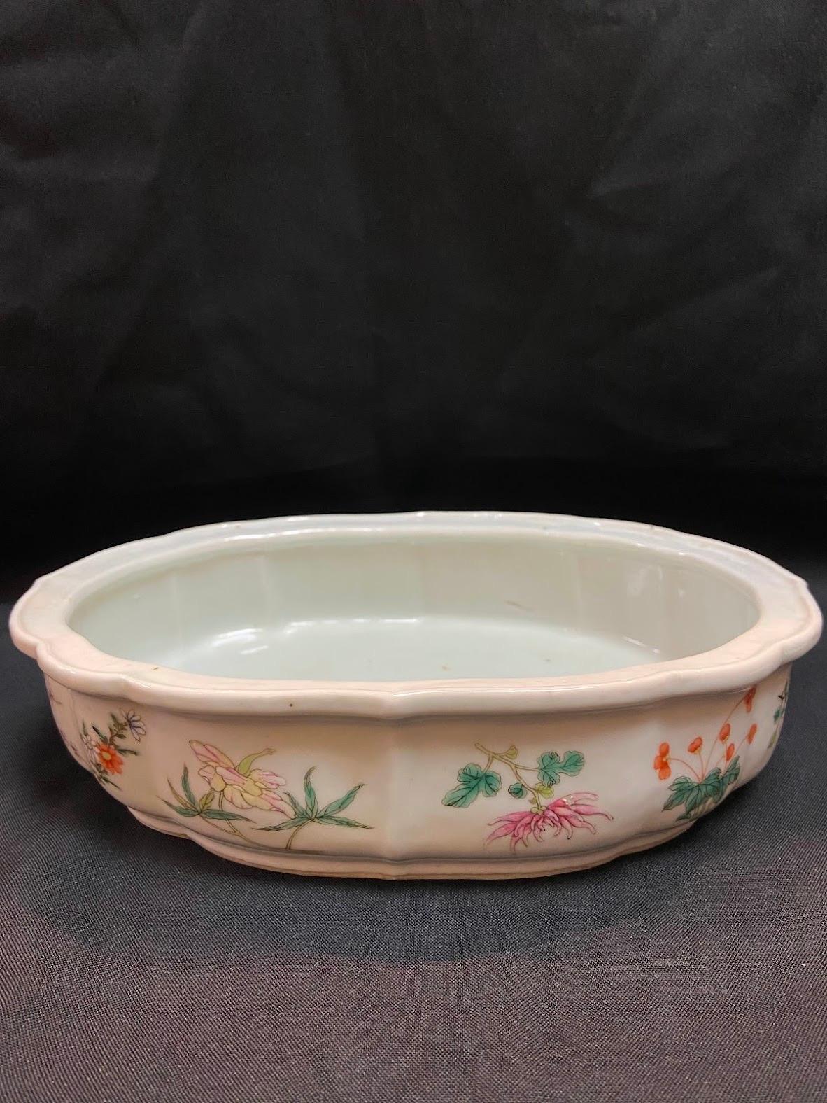 Republic of China Antique Famille Rose Floral Painting Porcelain Narcissus Bowl 4