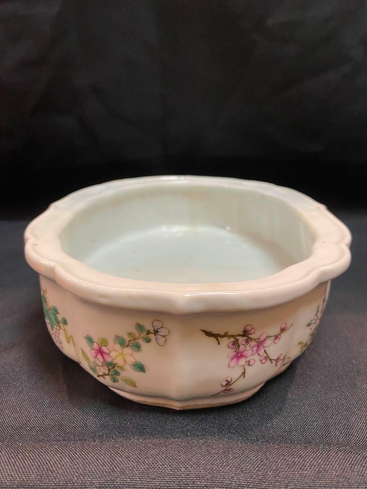 Republic of China Antique Famille Rose Floral Painting Porcelain Narcissus Bowl 7