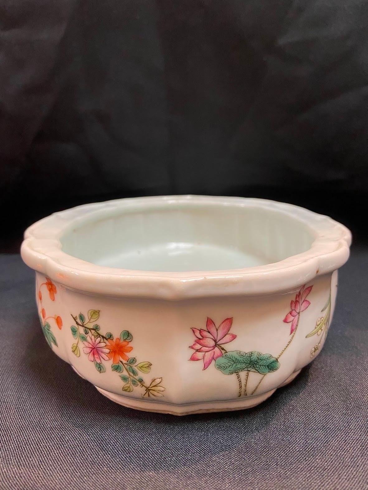 Republic of China Antique Famille Rose Floral Painting Porcelain Narcissus Bowl 1