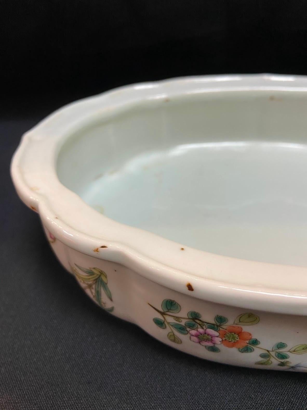 Republic of China Antique Famille Rose Floral Painting Porcelain Narcissus Bowl 3