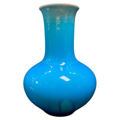 Antique Republic of China, Malachite Blue Glazed Sgraffiato Vase