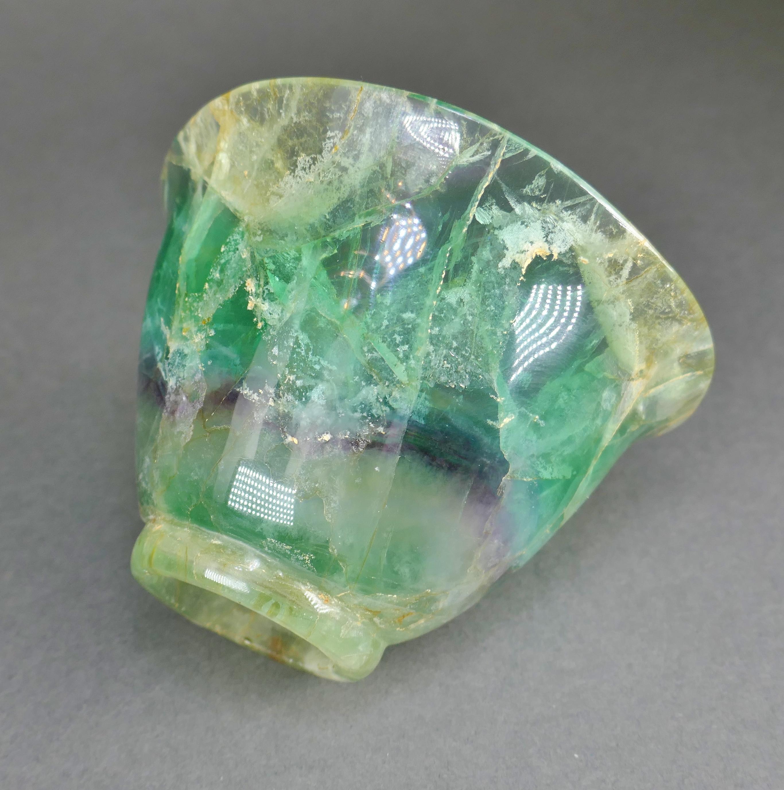 Republic Period Chinese Carved Fluorite Scholars Ceremonial Libation Cup For Sale 6