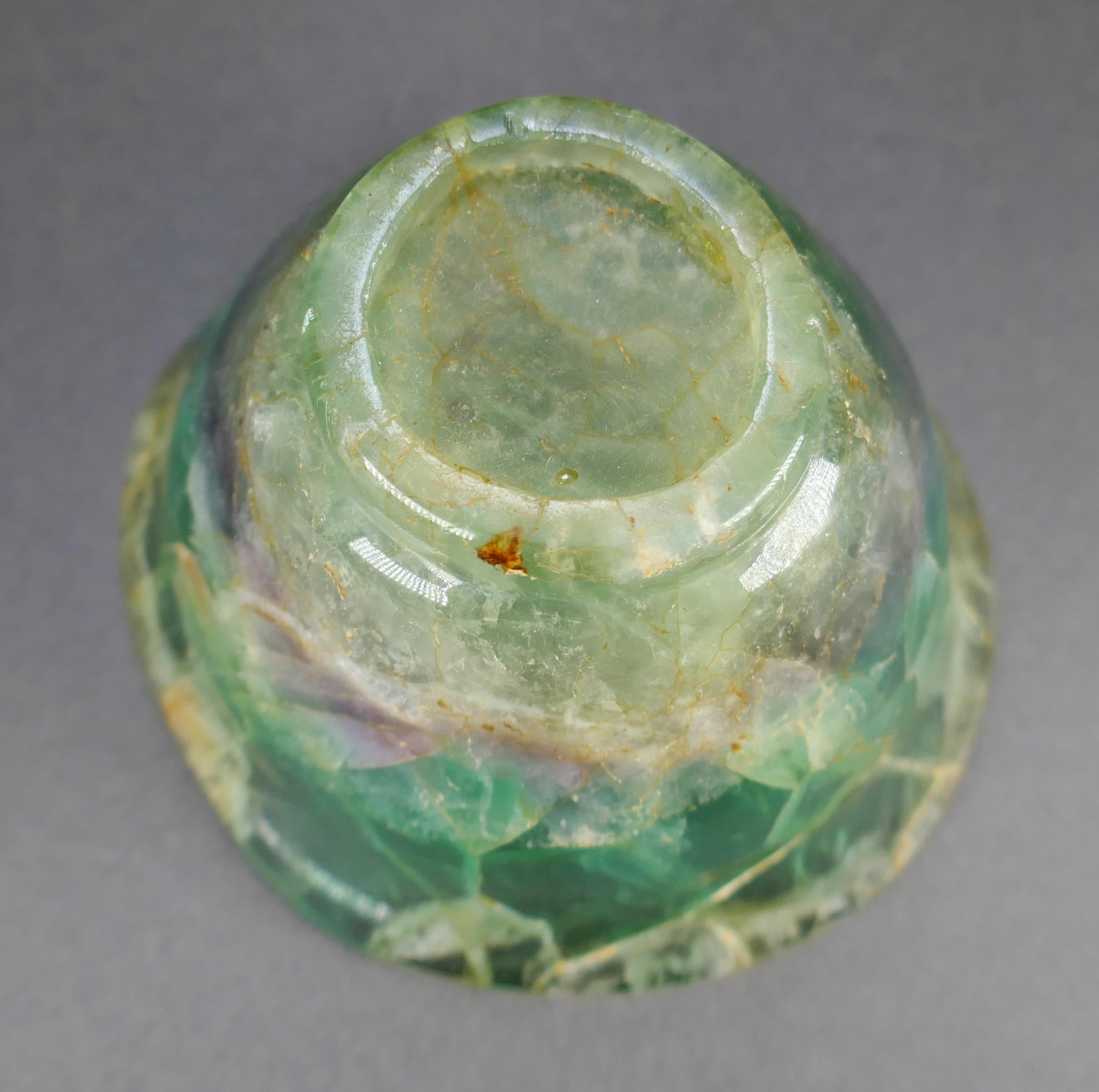 Republic Period Chinese Carved Fluorite Scholars Ceremonial Libation Cup For Sale 8