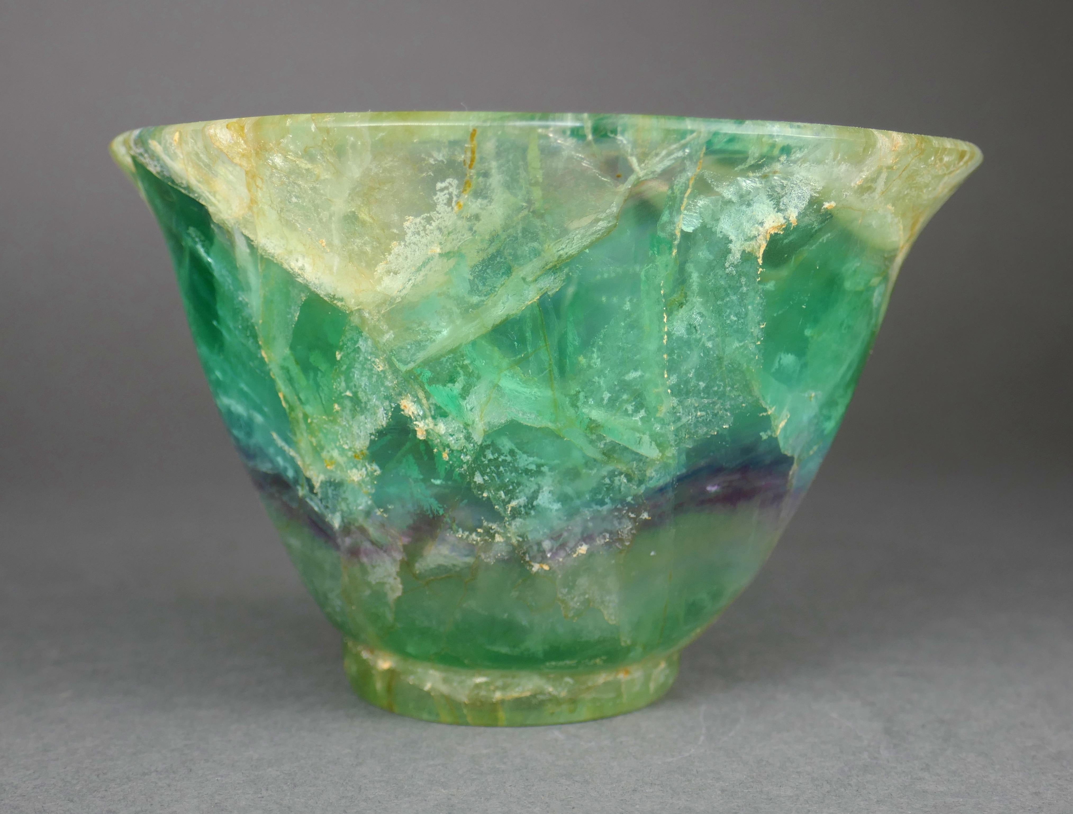 Republic Period Chinese Carved Fluorite Scholars Ceremonial Libation Cup For Sale 1