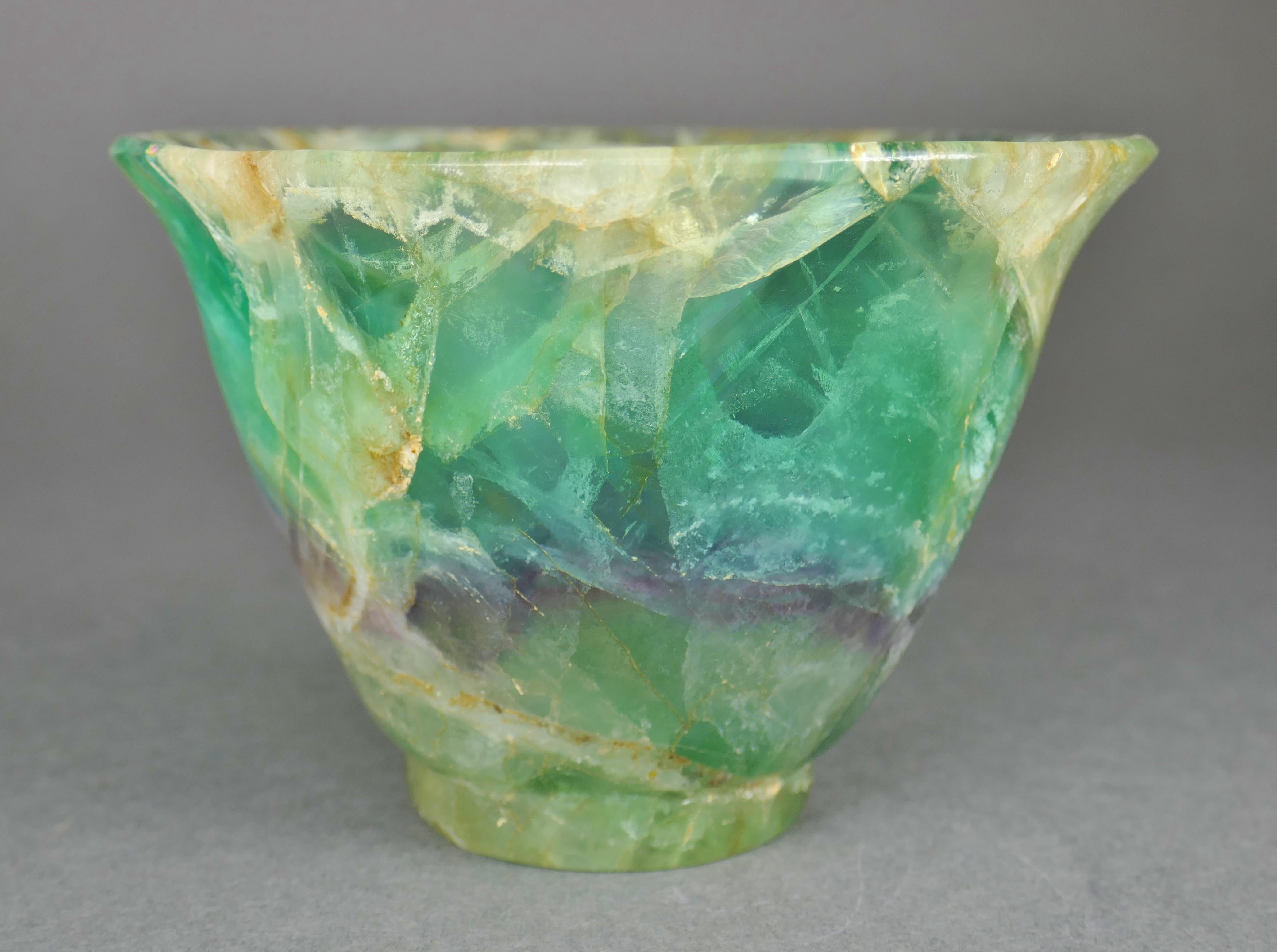 Republic Period Chinese Carved Fluorite Scholars Ceremonial Libation Cup For Sale 2