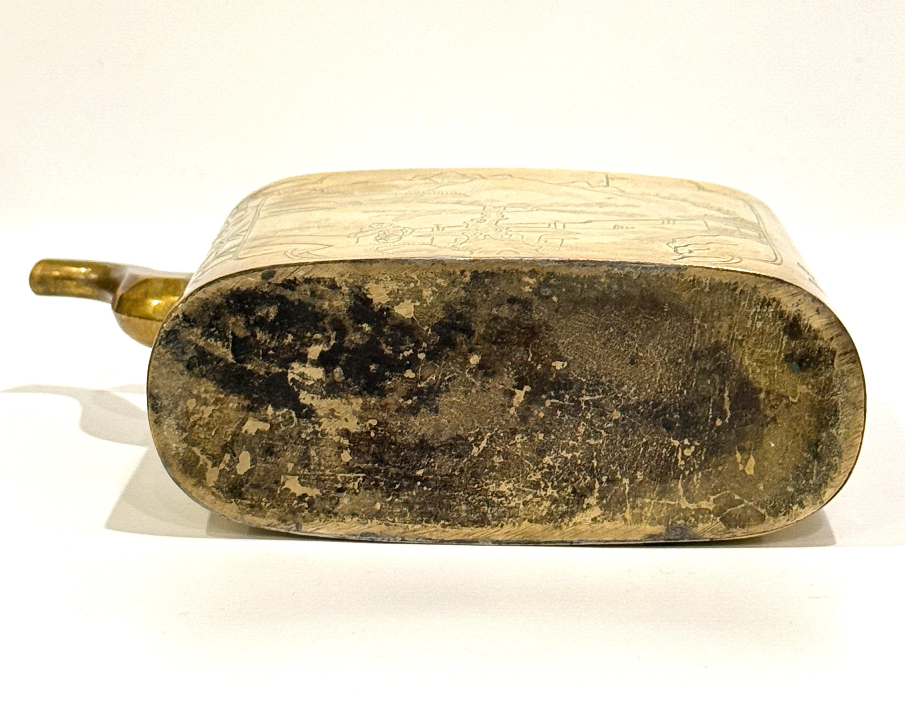 Republic Period Chinese Export Brass Teapot with Engraved Decoration For Sale 4