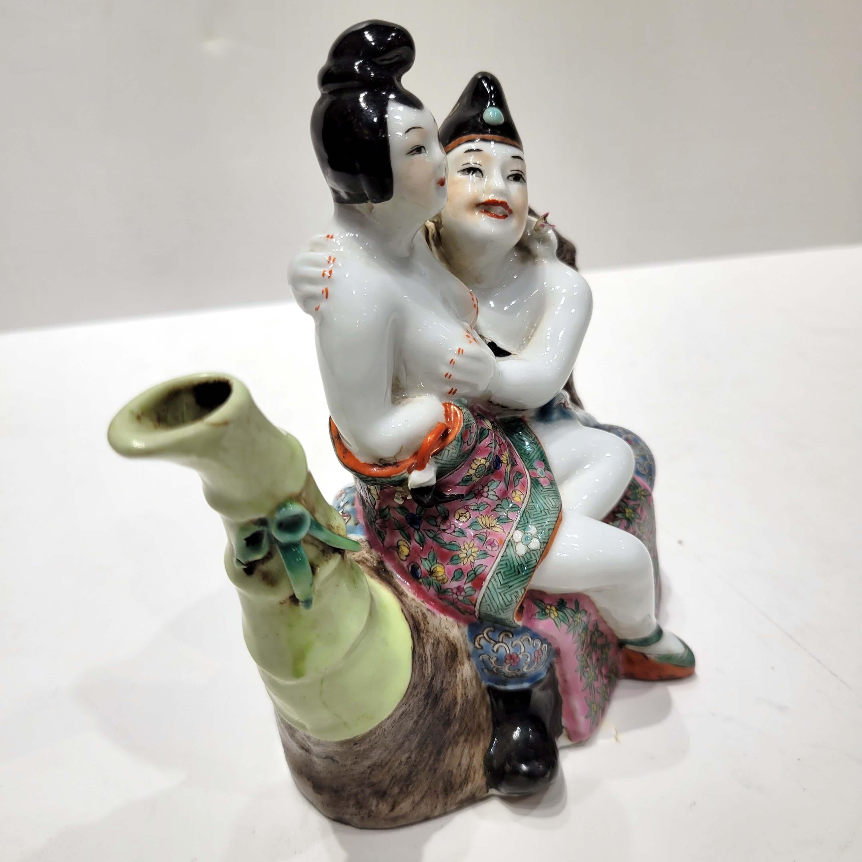 Republic Period Chinese Export Porcelain Wine Ewer, Erotic For Sale 1