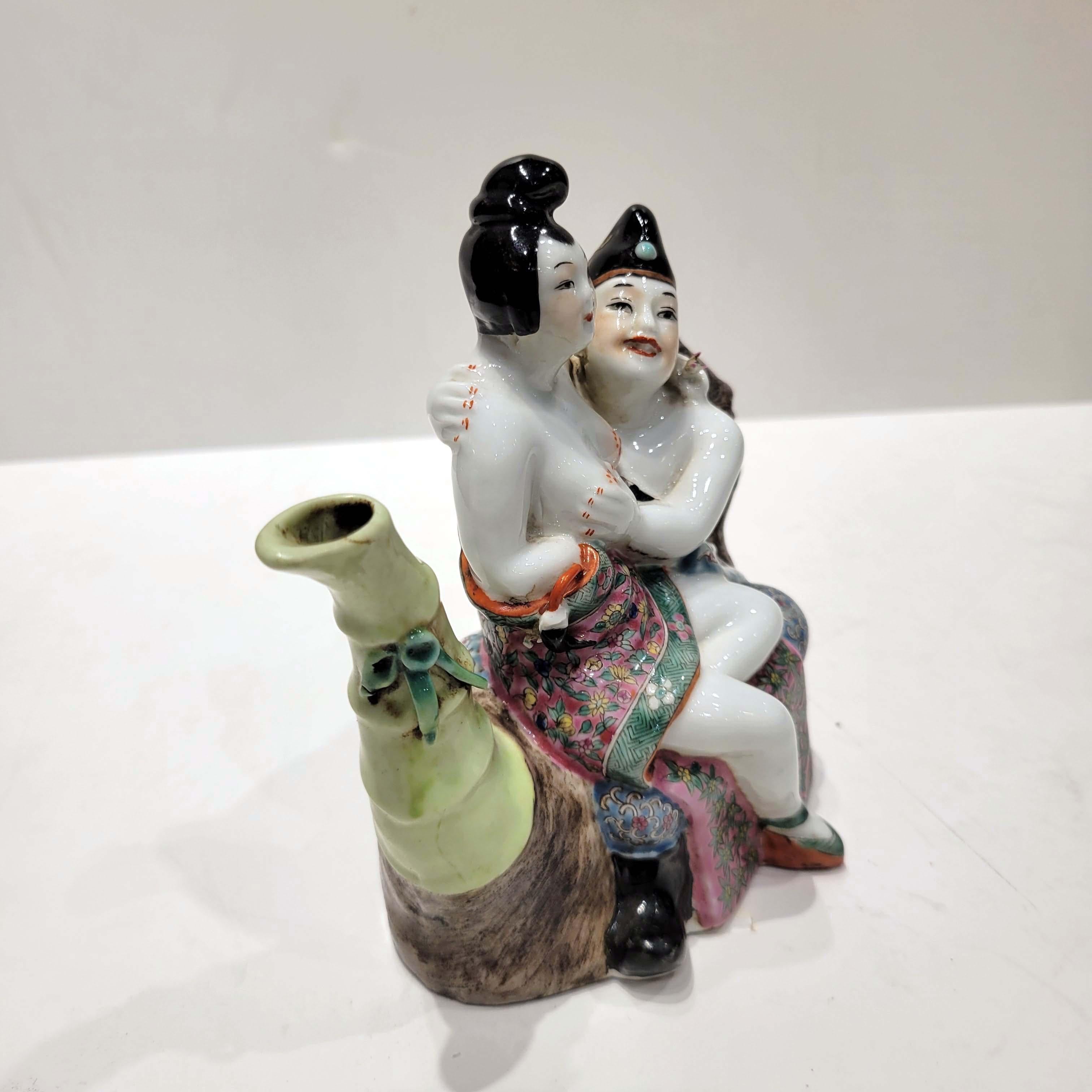 Republic Period Chinese Export Porcelain Wine Ewer, Erotic For Sale 2