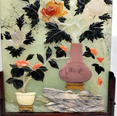 Republic Period Chinese Hard Stone Jade Tea Screen