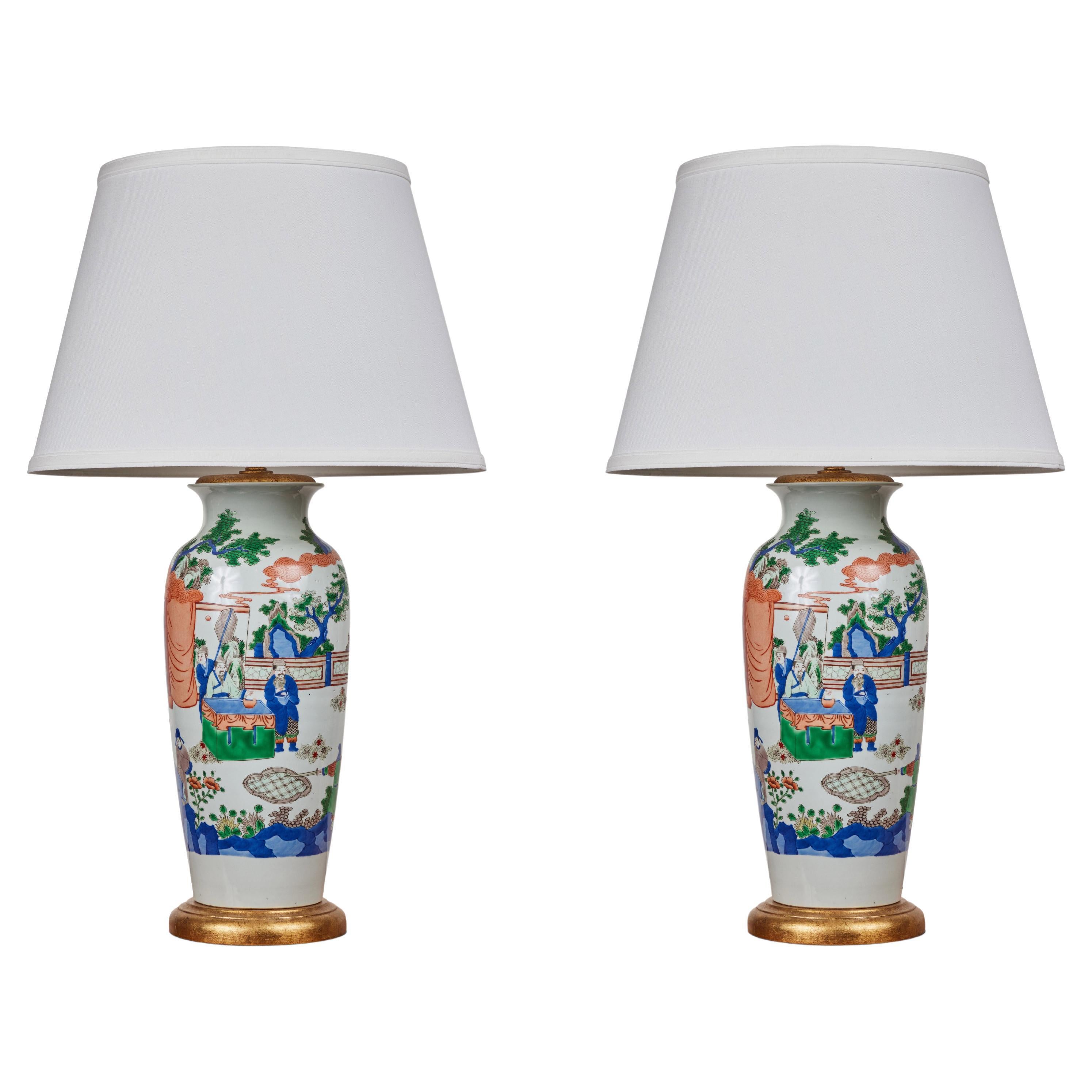 Republic Period, Porcelain Table Lamps For Sale