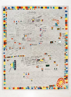 Tibetan Knot Art Rug, Limited Edition "Republica de Las Banderas Galacticas"