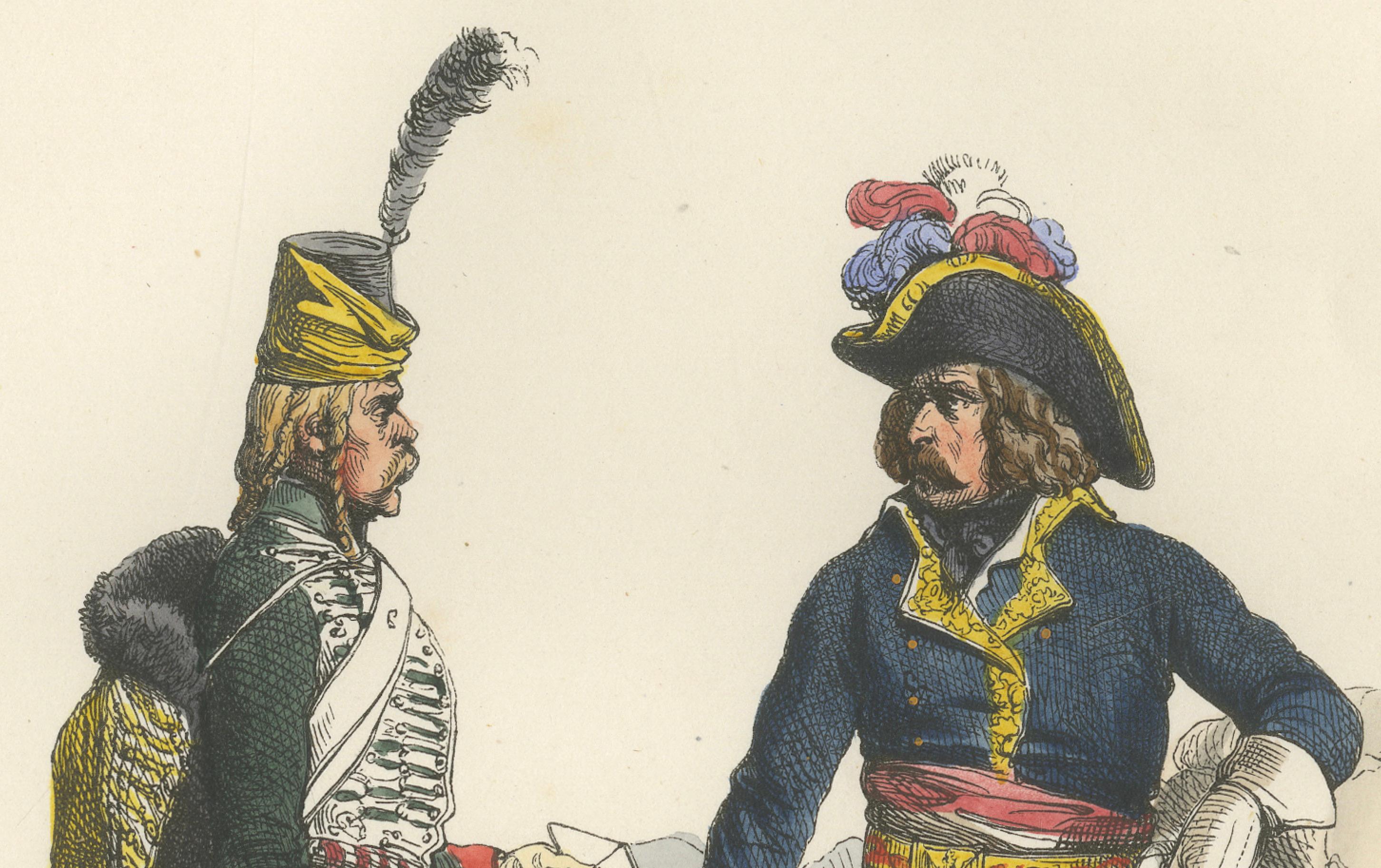 Republican General & His Guide 1795, Napoleonic Era Military Uniform Print, 1843