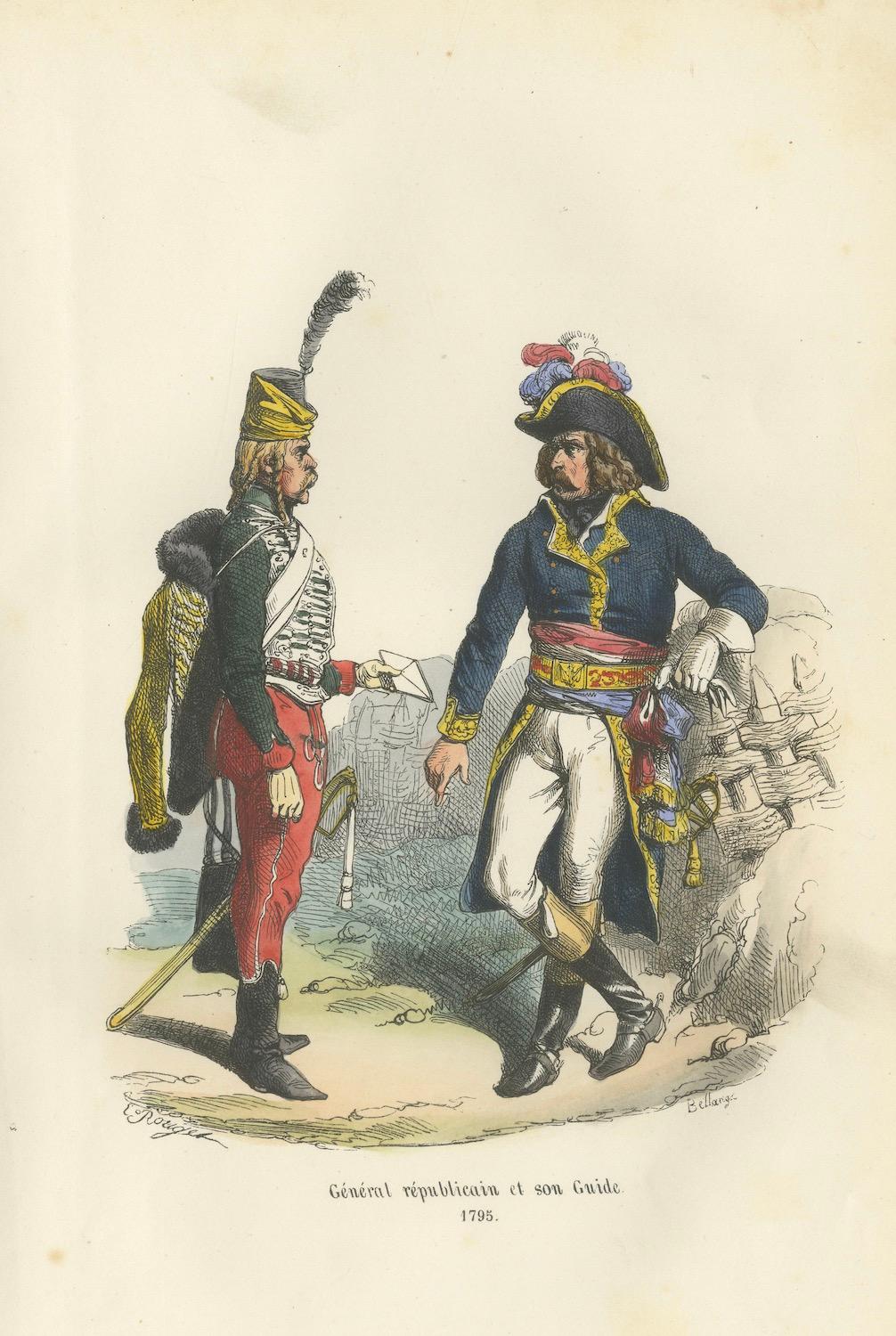 Republican General & His Guide 1795, Napoleonic Era Military Uniform Print, 1843