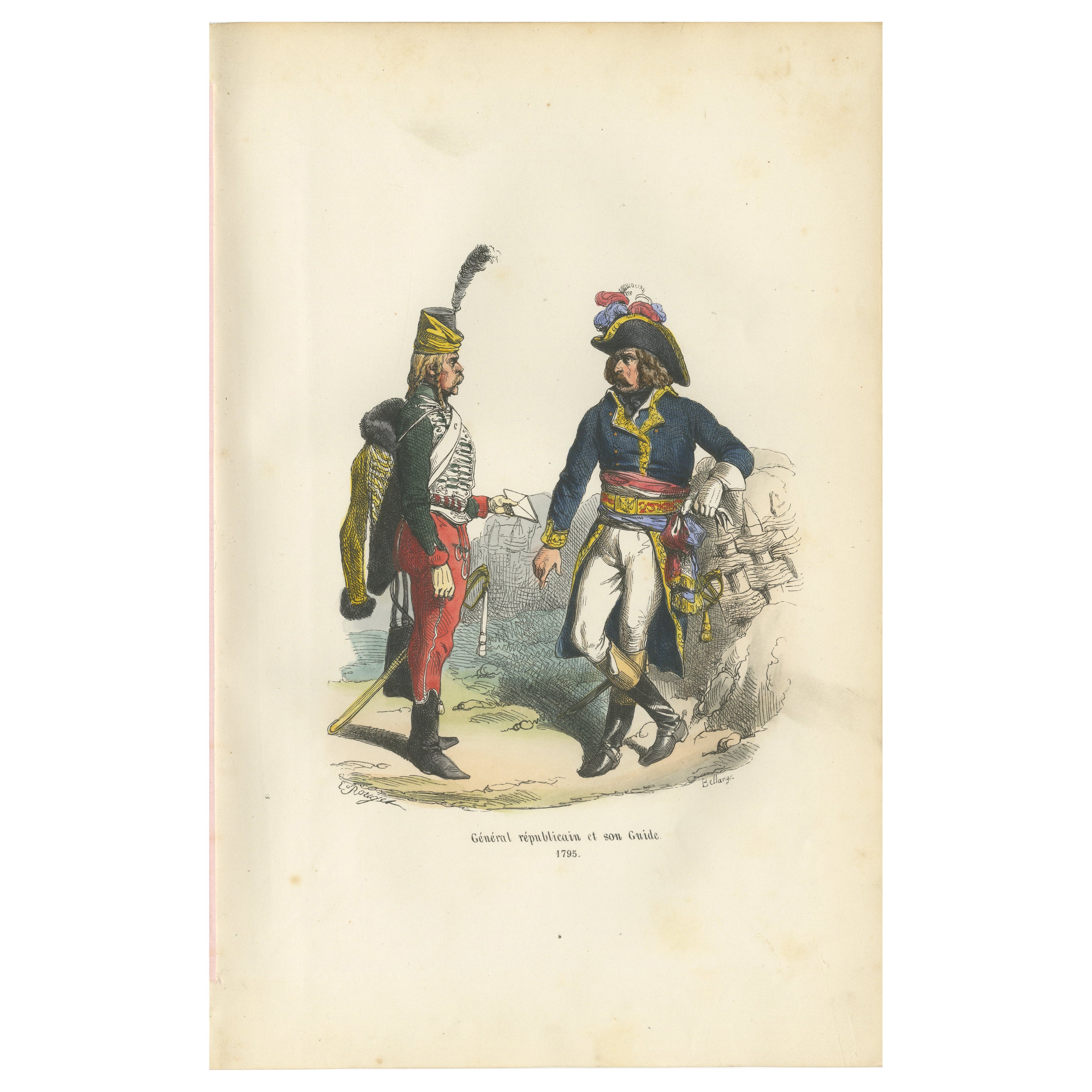 Republican General
His Guide 1795, Napoleonic Era Military Uniform Print, 1843