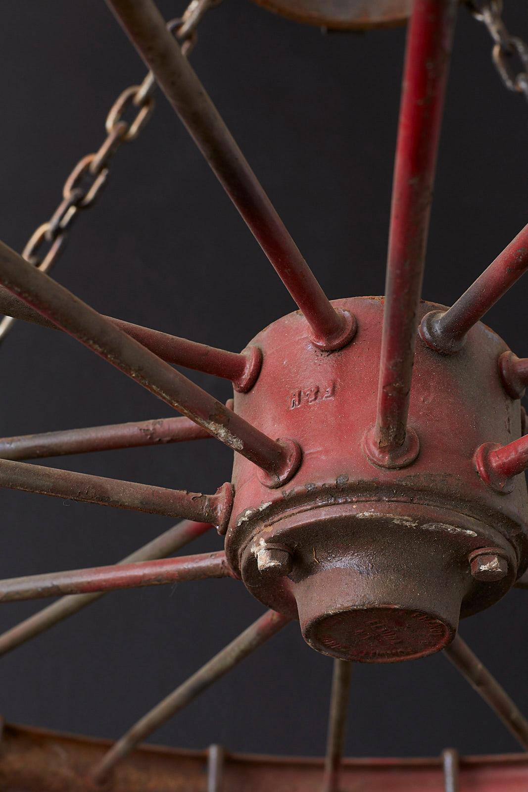 19th Century Repurposed American LaFrance Iron Wagon Wheel Pot Rack