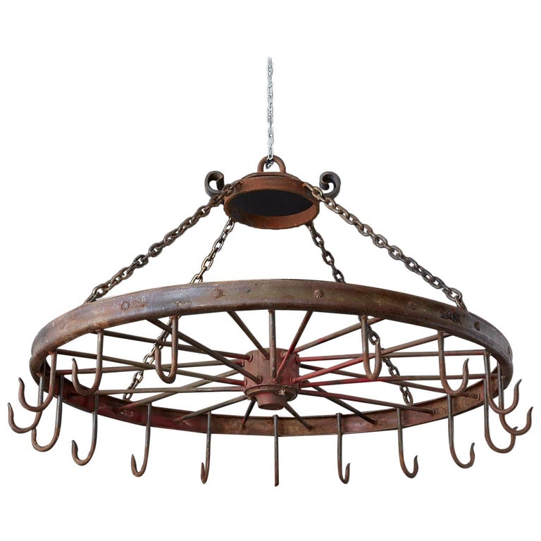 Repurposed American LaFrance Iron Wagon Wheel Pot Rack at 1stDibs ...