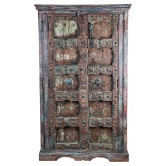 Repurposed Antique Indian Carved Door Armoire
