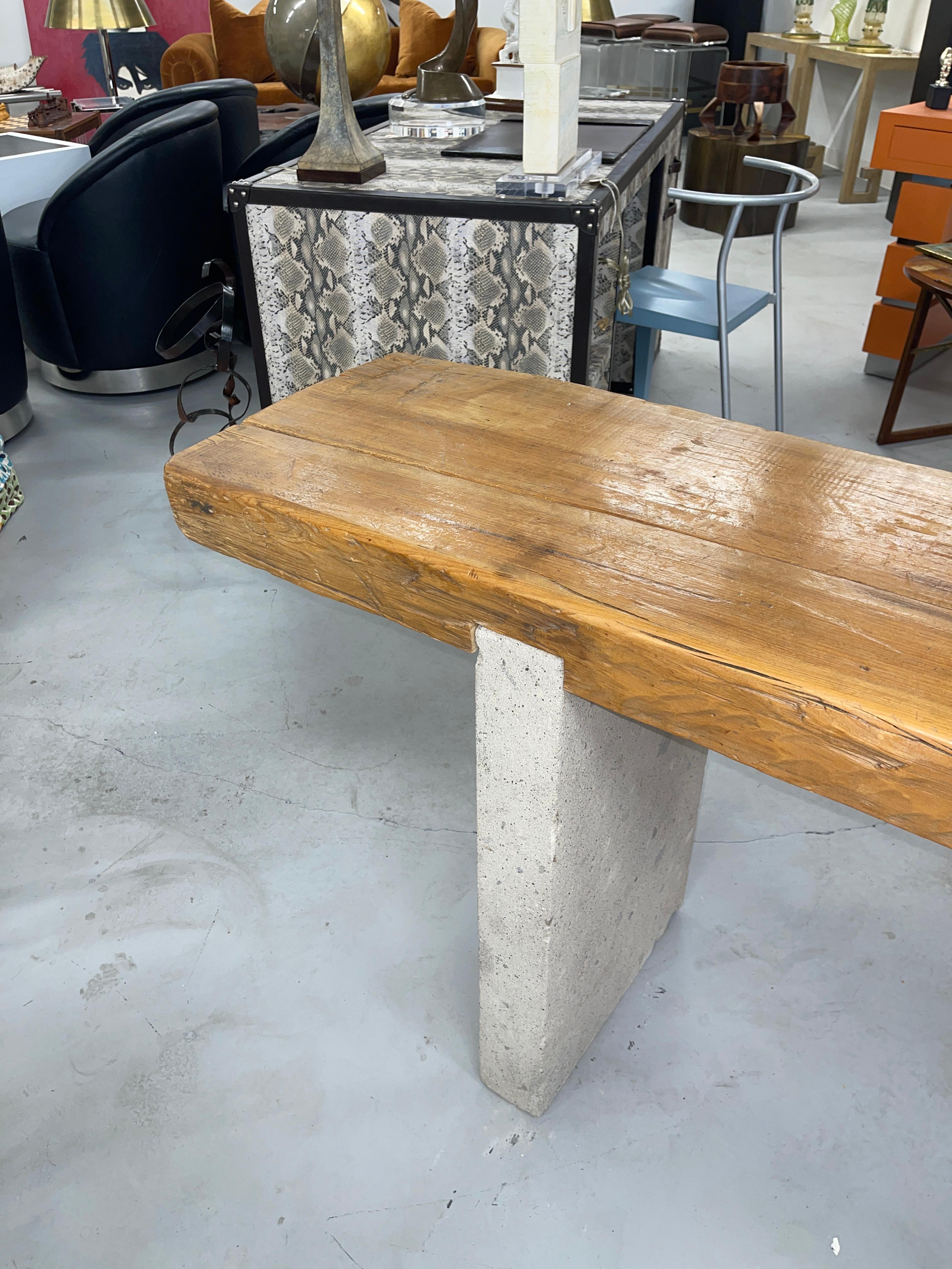 Repurposed Antique Wood and Stone Console 6