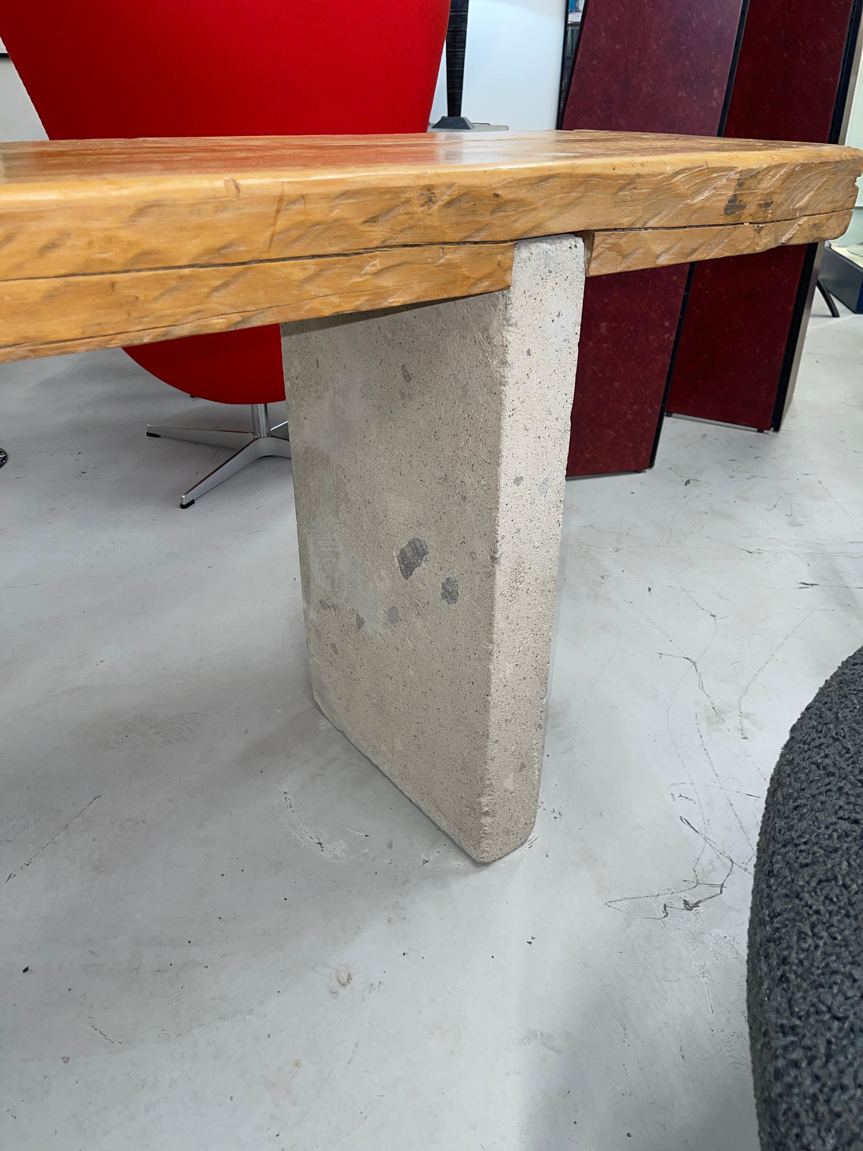Repurposed Antique Wood and Stone Console 2