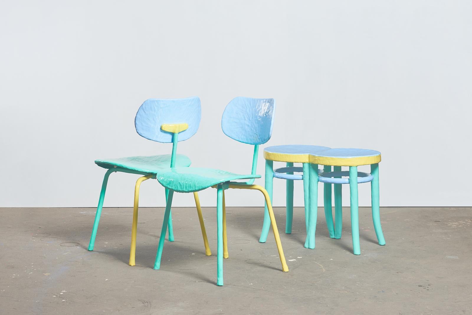 Contemporary Repurposed Dining Chairs by Diego Faivre Minute Manufacture Designs For Sale