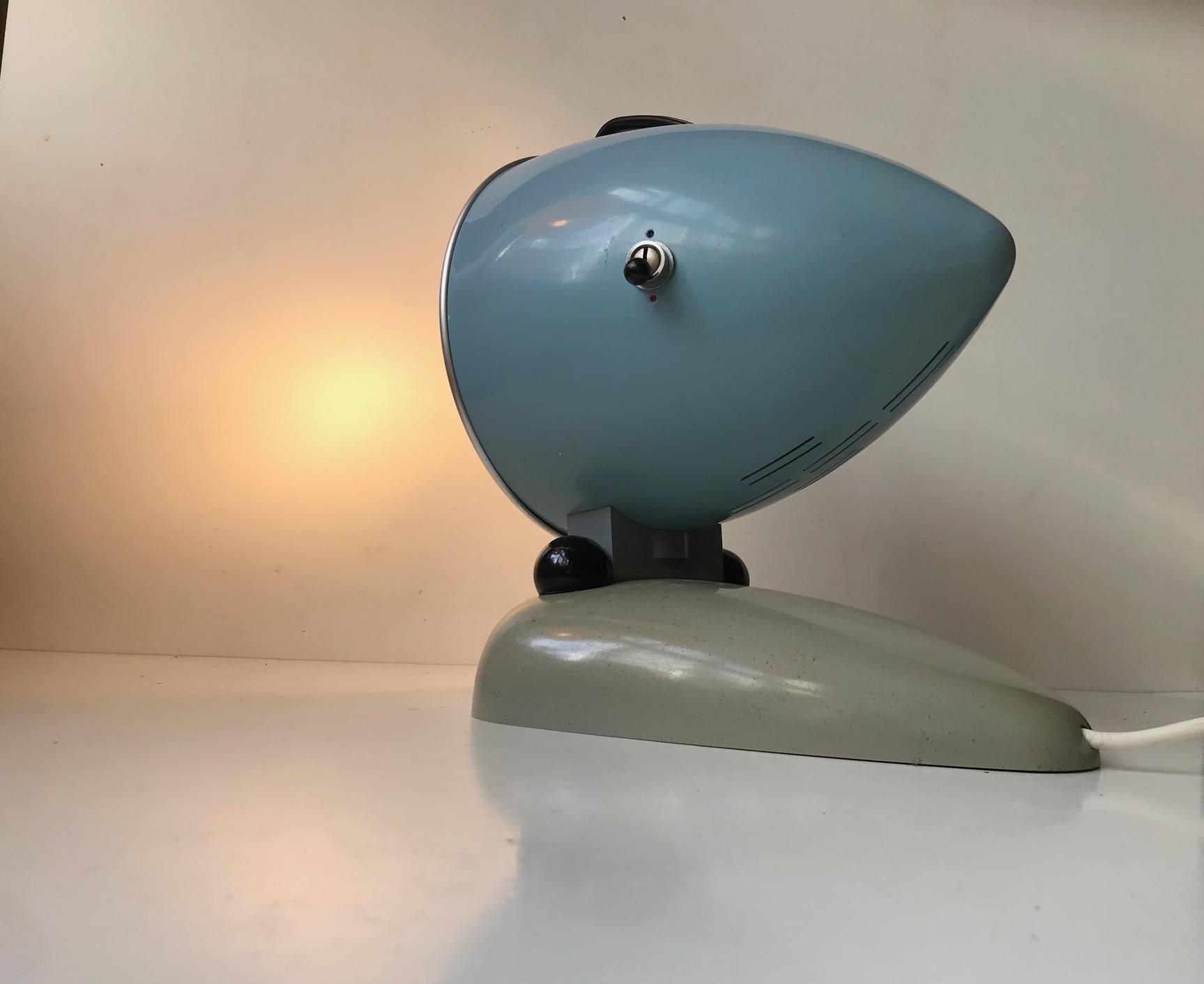 Repurposed Original Hanau Bullit Table Light, Germany, 1950s In Good Condition For Sale In Esbjerg, DK