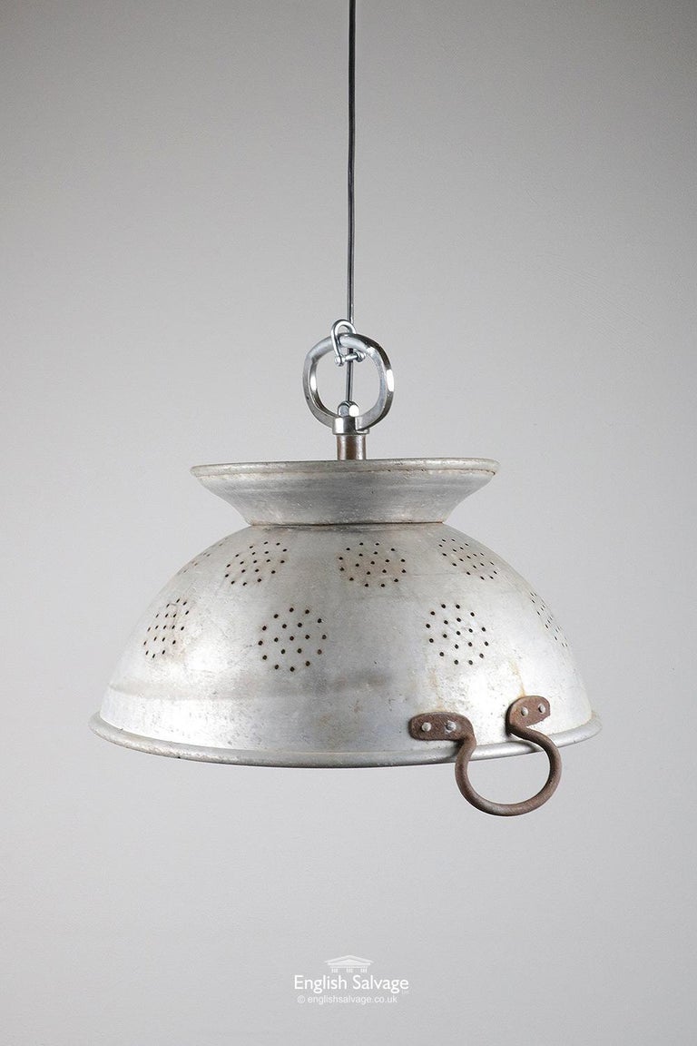 Repurposed Vintage Colander Ceiling Light, 20th Century For Sale at