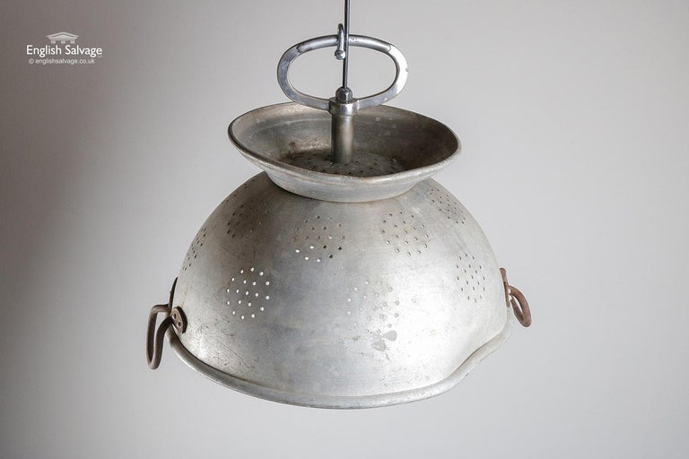 Repurposed Vintage Colander Ceiling Light, 20th Century For Sale at