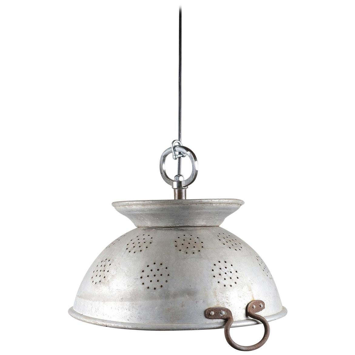 Repurposed Vintage Colander Ceiling Light, 20th Century For Sale