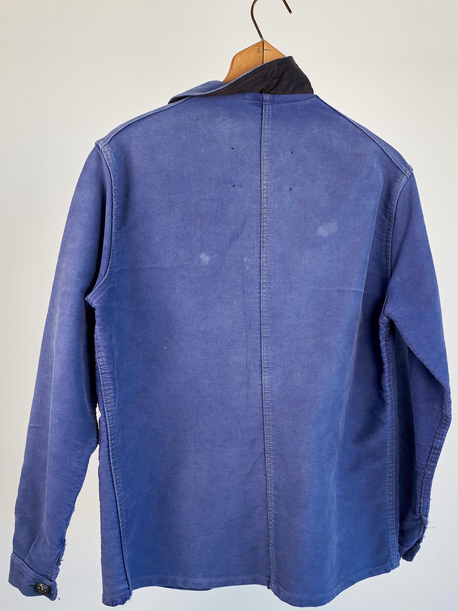 Repurposed Vintage Jacket Embellished French Work Blue Tweed J Dauphin Medium 4