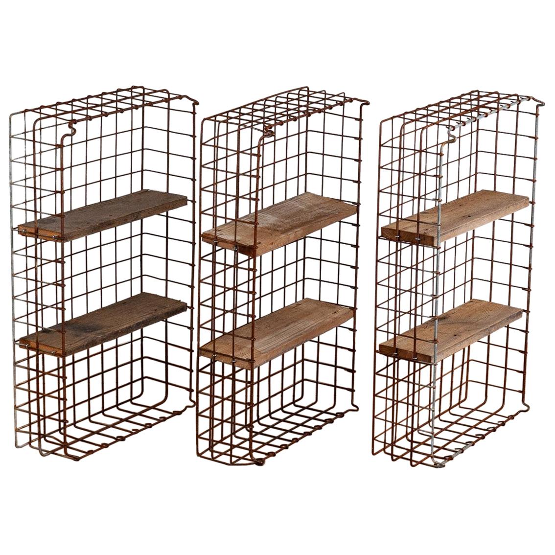 Repurposed Wirework Bread Baskets Shelves, 20th Century For Sale