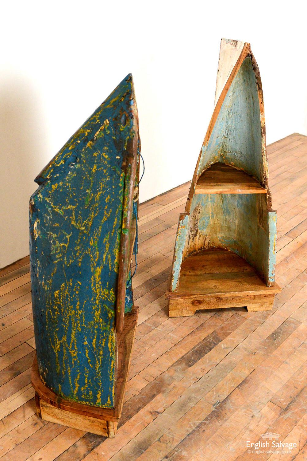 Repurposed Wood Boat Freestanding Shelf Units, 20th Century For Sale 1